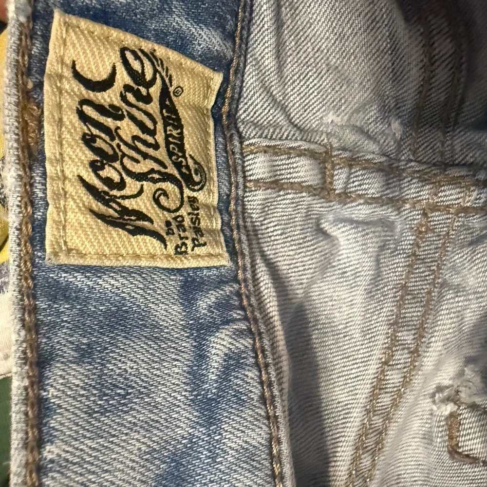 💙👉🔥Men’s Moonshine 120 Proof Slim Straight Jeans 34x36 Distressed Light Wash